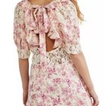 Free People Lucie Mini Dress Golden Coin Combo Floral Print Lace Size 8 Women's Photo 2