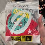 DIXXON NWT fire red hot tanning suit adjustable strap bikini top size large swim Photo 6