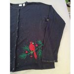 Wish for Joy black button down sweater cardinals embroidery w sequins L Vtg Size L Photo 3