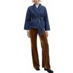 Mango Double-Breasted Denim Jacket Dark Blue Washed Denim NWT XXS Photo 6