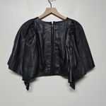 ZARA BLACK VOLUMINOUS GENUINE LEATHER TOP TRF CAPSULE COLLECTION SIZE LARGE LE Photo 5