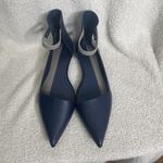 Melissa  Cutting II Ankle Strap Flats Pointed Toe D'Orsay Shoes Navy Size 10 Photo 2