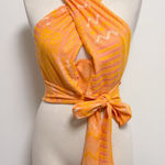 Anthropologie Eva Franco Citrus Orange Pink Knit Halter Wrap Crop Top Large New Photo 0