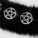 Black Faux Fur Choker with Silver Pentagram Accents Photo 1