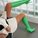 Sun Gurg Women's Knee High Boots Stiletto High Heels Sexy Zipper Size 10 NIB Green Photo 1