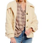 Free People  Teddy Peacoat Size Medium Cream Jacket Sherpa So Soft Photo 0