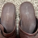 LINDSAY PHILLIPS Boho Clogs Mules 8 Brown Leather Braided Brass Studs Slip On Photo 2