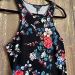 EXPRESS Black Bright Floral Rose Bodycon Stretchy Tank Dress Med NWT Photo 2