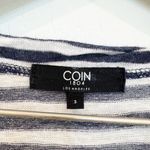 Coin 1804 Striped Soft Slub Scoop Neck Top Navy Blue White Nautical Casual Small Photo 4