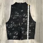 Rebecca Minkoff  Black Floral Sleeveless Cropped Top Full Zip Back Shirt Size XS Photo 1