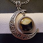 NWOT Cat Moon Necklace Silver Photo 0