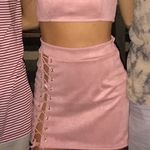 Suede Pink Two Piece Outfit Photo 3