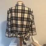 Jones New York  Black and White Checkered Wrap Shirt Photo 1