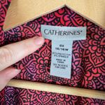 Catherines  Button Down Tunic Top Size 0X (14/16W) Red Pink Hanky Hem Roll Tab‎ Photo 4