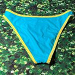 Cupshe  Swim Bikini Bottom Swimwear Blue/Yellow size Large NWOT Crochet detail Photo 2