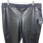 Vera Wang Simply Vera  Womens Faux Leather Knit Moonlight Leggings Black Large NW Photo 1