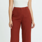 Club Monaco CLUB‎ MONACO Wide Leg Linen Blend Trouser Rust Brown Sz 12 Photo 0