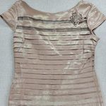 KM Collections by Milla Bell Womens Dress Size S Tan Satin Lace Trim Cocktail Photo 11