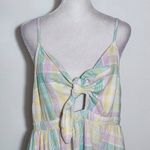 Old Navy  Pastel Plaid Linen Mini Sundress with Smocked Back Size Large Photo 2