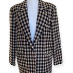 Westbound Vintage Wool Checkered Academia Oversized Blazer Beige & Black size 12 Photo 2