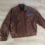 Nautica  Brown Leather Bomber Jacket Photo 0
