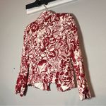 Lafayette 148 Blazer Jacket Top Red Cream Floral Size 6 Silk Linen Cotton Blend Photo 4