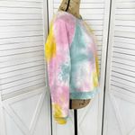 Paper Crane Tie Dye Cropped Sweatshirt Pink Yellow Teal Large Photo 2