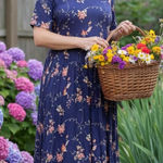 R&K Original Vintage Floral Maxi Dress Womens 22 Blue/Purple Lace Neck Cottage Size undefined Photo 0