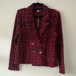 Chico's  Red Allure Tweed plaid Blazer cardigan sweater Photo 3