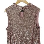 Cable & Gauge Blush Pink Sequin Mock Neck Sleeveless Top Size Medium Photo 4