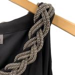Donna Ricco NWT Gathered Black Jersey Silver Chain Neckline Dress Size 10 Photo 2