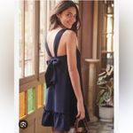 Sézane Sezane Navy Mathilde Tie Bow Back Flowy Dress Photo 1