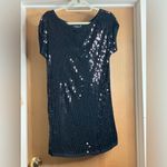 Bebe  Black Short Sleeve Sequin Disco Dot Mini Dress.      Size-Small Photo 2