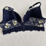 Cacique  Sz 38C Boost Plunge Push Up Padded Bra Blue With Yellow Flower Floral Photo 2