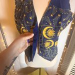 Vintage Celestial Sun Moon Vest Unisex Boho Astrology Print Button Velcro Front Blue Photo 2
