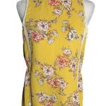 Tempted Sleeveless Boho Keyhole Top XL Yellow Floral Crochet Lace Elastic Button Photo 0