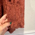 Deletta Anthropologie Rust Amana Burnout Sheer Smocked Mock Neck Top size small Photo 7