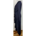 SheIn Dark Blue Deep V-neck Long Sleeve Bodycon Maxi Dress Large NWOT Photo 3