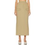 NANUSHKA Edena Skirt in Pebble Large New Womens Long Maxi Chinos Khaki Tan Photo 4