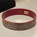 Vintage Italian Bangle Bracelet by Laurana Red & Gold Peacock Photo 4