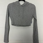 Gymshark  Grey Ribbed Cropped Hoodie Long Sleeve Women's Size M Photo 0