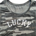 Lucky Brand  women’s camouflage cap sleeve t-shirt, size L EUC Photo 1