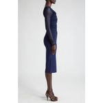 Chiara Boni‎ La Petite Robe Leitha Mesh Cutout Midi Dress Size 8 Blue Photo 5