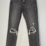 American Eagle  Grey Mom Jeans High Rise Ripped Distressed Minimal Grunge Indie 2 Photo 0