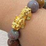 Handmade Natural Agate Multicolored Stone Pi Xiu Fengshui Lucky Stretch Bracelet Photo 7