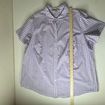 Woman Within  Lavender Gingham‎ Button Down Shirt Size 1X (22/24) Lightweight Photo 6