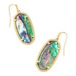 Kendra Scott Elle Drop Earrings Gold Iridescent Abalone Shell Oval Dangle New Photo 0