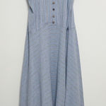 Free People  Blue White Stripe No Rush Halter Sleeveless Midi Dress Large New Photo 0
