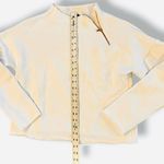 Designer Lime & Vine Raw Hem Exposed Rose Gold Zipper Neck Sweatshirt Sz Small White Photo 4
