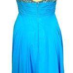 Tony Bowls Strapless Sweetheart Rhinestone Evening Long Gown Blue Size 6 Prom Photo 5